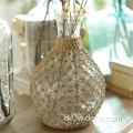 Custom Round Vintage Rattan verpackte Glasblumenvasen